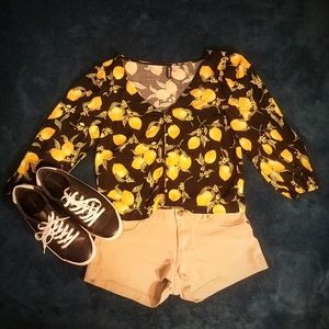 H&M Summery Lemon Blouse Small